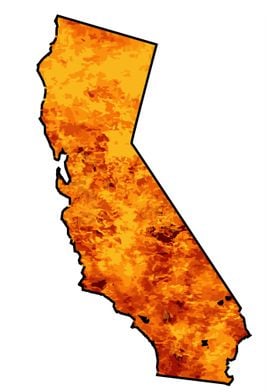 California Map With Flames