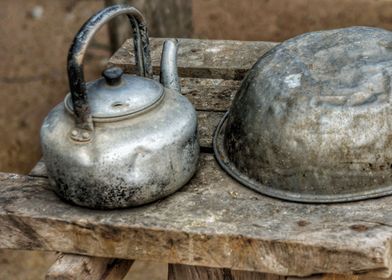 Used utensils of the poor