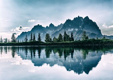 Mountains reflect in Lake