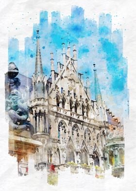 Marienplatz Watercolor