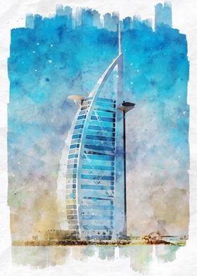 Burj al Arab Watercolor