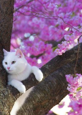 Cat in cherry tree