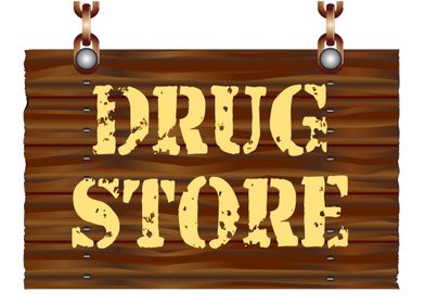 Wooden Drug Store Sign