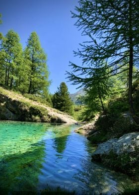 Blue Lake Swiss Alps