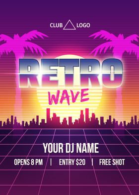 Retro wave music party