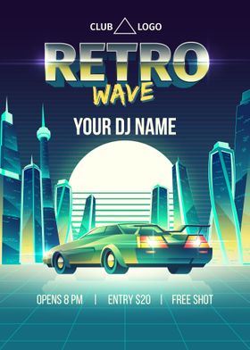 Retro wave music party