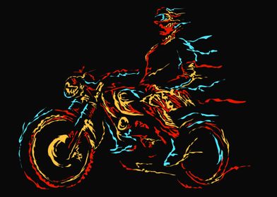 Abstract motorcycle riders