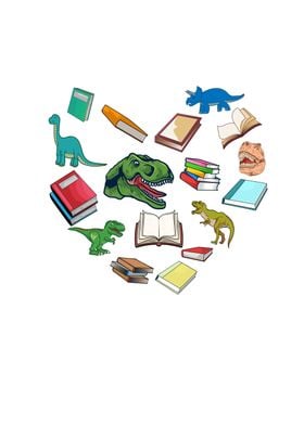 Heart Dinosaur Books Lover