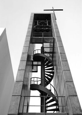 Tower and spiral staircase