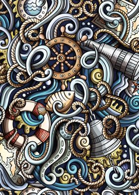 Nautical Doodle Pattern 06