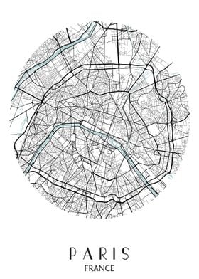 Paris City Map Round