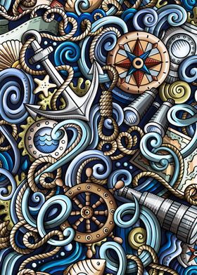 Nautical Doodle Pattern 07