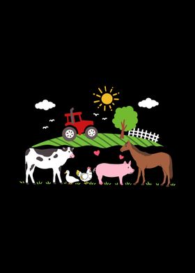 Farm Tractor Animals