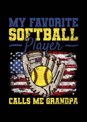 Softball Grandpa USA Flag