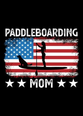 Paddleboarding Mom US Flag