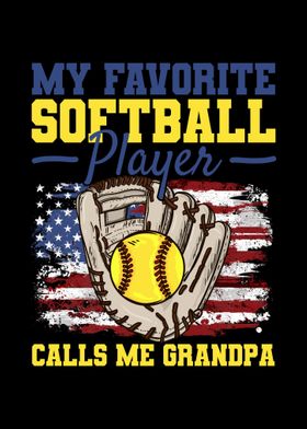 Softball Grandpa USA Flag