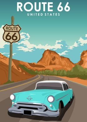 US Route 66 Travel Poster