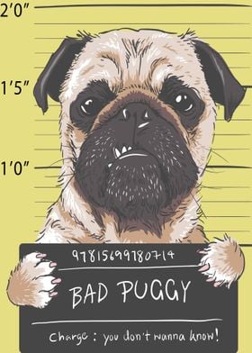 Angry dog pug prisoner