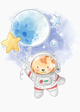 cartoon lion astronaut