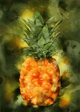 Watercolor Pineapple