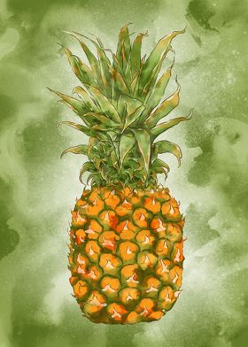 Watercolor Pineapple