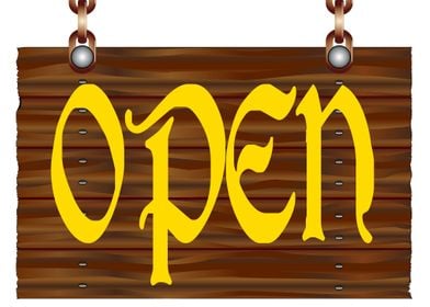 Hanging Wooden Open Sign