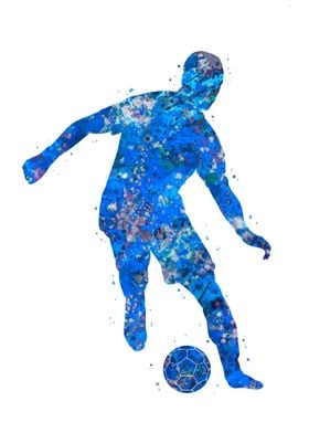 Soccer player blue art