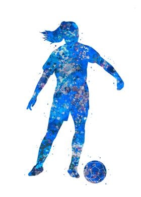 Soccer girl blue art