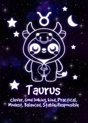 Taurus kawaii zodiac sign