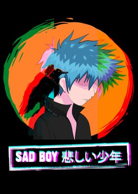 Im Fine Sad Anime Boy' Poster, picture, metal print, paint by AestheticAlex