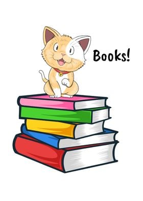 Cute Cat Cats And Books