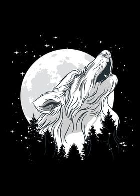 Wolf Moon Howling Forest