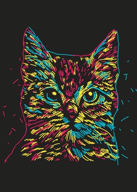 Colorful cat head