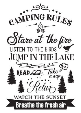 Camping Rules Black Back