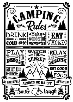 Camping Rules White Back