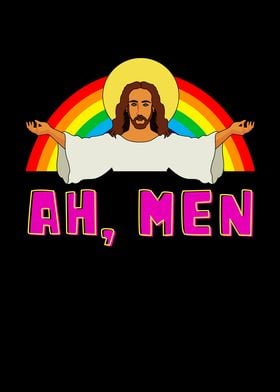 Funny LGBT Ah Man Jesus' Poster by Foxxy Merch | Displate