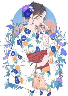 Girl Kimono Poster