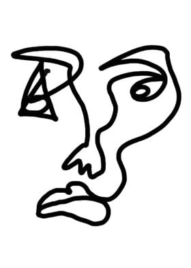 Abstract Face Line Art