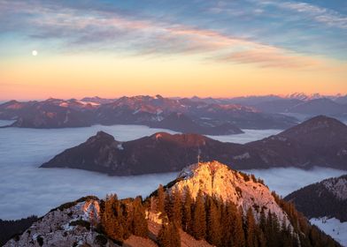 Mountains from sea clouds