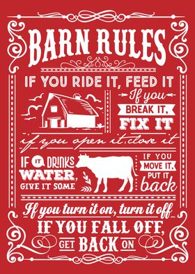 Barn Rules White Red