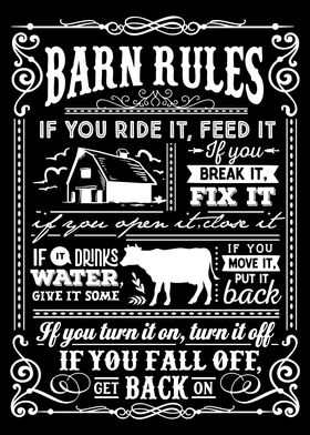 Barn Rules White Black