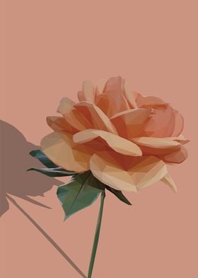 Low Poly Peach Rose