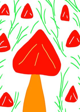 red green mushroom design