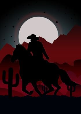 cowboy on night ride