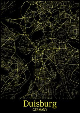 Germany city map print BM586 Duisburg black map Black white map art City map poster Scandinavian Poster
