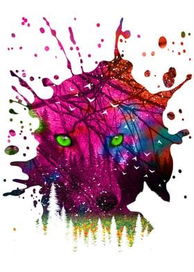 Colorful splash fox