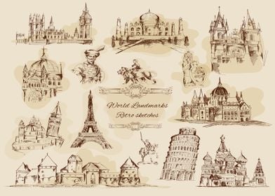 World landmarks sketch