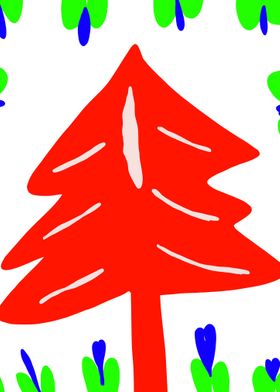 red green tree design