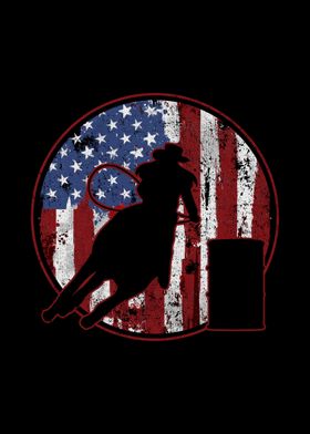 Barrel Racing USA Flag