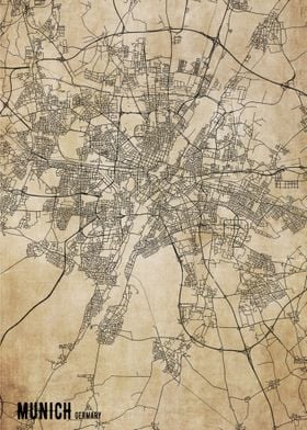 Munich Germany Vintage Map